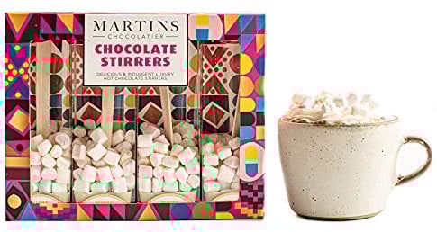 Martin’s Chocolatier Hot Chocolate Stirrers (1 Box) White Chocolate | Hot Chocolate Spoons with Marshmallows | Flavoured Chocolate Drink | Belgian Chocolate Gift Set