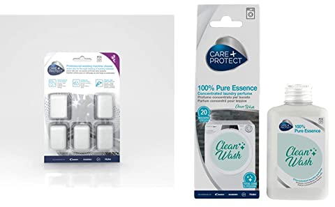 Care + Protect 35602255 Cleaning TABS for Washing Machines, Plastic + Care + Protect 35602512 100% Pure Essence Concentrated Laundry Perfume – Clean WASH, 18/10 Steel