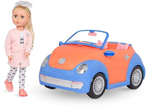 Glitter Girls GG51130C1Z Fifer mit Cabrio – Bewegliche 36 cm Puppe mit Auto, Puppenkleidung, Zubehör und blonden Langen Haaren zum Frisieren – Spielzeug ab 3 Jahren (9 Teile), Bunt