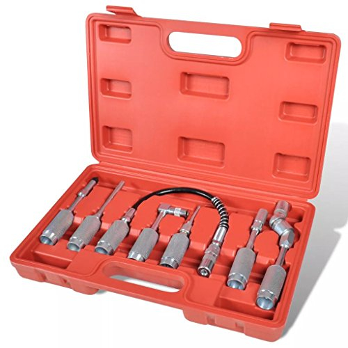 Atlojoys Adapter Fettpressen, 7 TLG. Set, Panzerschlauch, Adapter und Zubehör-Satz, Verlängerungen, Aufsätze, Fettpressen-Adapter-Satz