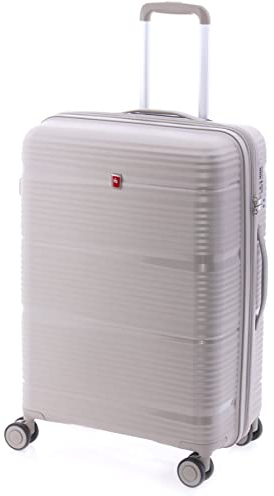 Kabinentrolley, Polypropylen, 50 cm, 4 Rollen, Reißverschluss und TSA, ausziehbar, Beige