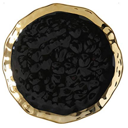 Dinner Plates Ceramic Dinner Plate Gold Inlay Snack Dishes Luxury Gold Edges Plate Dinnerware Kitchen Plate Black White Tray TablEware Set Charger Plates (Color : Black (10''), Size : 5Pc)