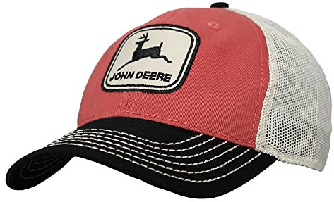 John Deere Twill Trucker Hat Mesh Baseball Cap-Ivory-Os