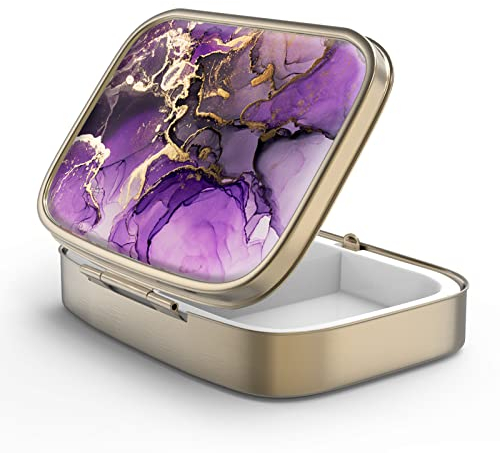 Pillendose Pillendose mit Spiegel Retro 2 Fach Kleine Pillendose Bronze rechteckig Pillendose oder Vitamine, Fischöl, Nahrungsergänzungsmittel, Pillen enthalten