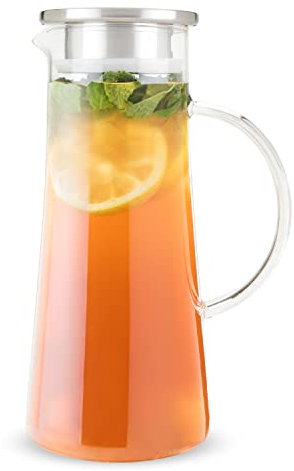 Charlie Glass Iced Tea Carafe, Loose Leaf Tea Accessories, Iced Tea Beverage Brewer, 1.5 Liter Capacity