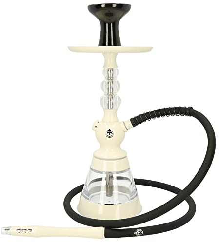 Chicha EL-BADIA® CELESTE – 45 cm – Chicha Légère avec Vase Acrylique, Tuyau Silicone, Manche Métal & Foyer Phunnel – Design Iconique et Couleurs Tendance (Ivory White)