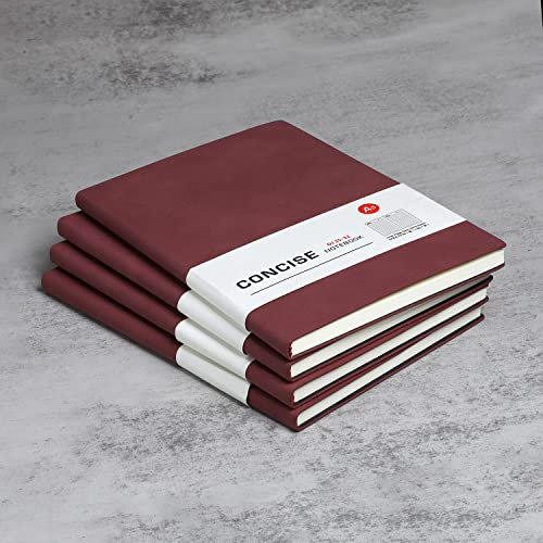 huaao Notizbuch A5 liniertes Leder 4er Pack Hardcover Notizbücher mit Hochwertigem Dickem 100 gsm, Journal Notizbücher Klassisches Notizblock für Schreiben, Büro, Schule, Geschäft 14,5 * 21 cm, Rot