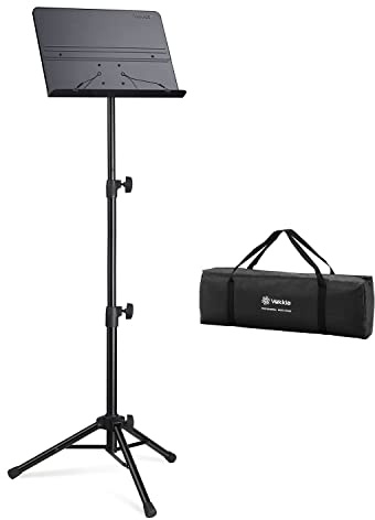 Vekkia 70 - inch Metal Professional Portable Sheet Music Stand — Folding Adjustable Holder, with Carrying Bag, Sturdy for Instrumental & Band Performances, Travel