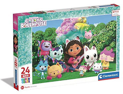 Clementoni DreamWorks Gabby's Dollhouse - Puzzle mit 24 Maxi-Teilen für Kinder ab 3 Jahren, Buntes Kinderpuzzle mit besonderer Leuchtkraft, 28520 von Clementoni