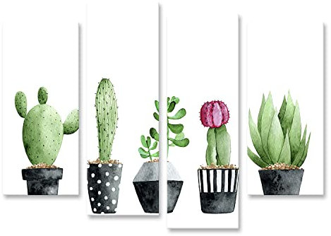 islandburner Bild auf Leinwand Aquarell Effekt Sammlung Sukkulenten Kaktus Weißer Hintergrund Aquarell Effekt S Bilder Wandbilder Poster IJBZ-4erP