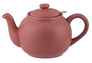PLINT Simple & Stylish Ceramic Teapot, Globe Teapot with Stainless Steel Strainer, Ceramic Teapot for 3-5 Cups, 900ml Ceramic Teapot, Flowering Tea Pot, TeaPot for Blooming Tea, Terracotta Rose