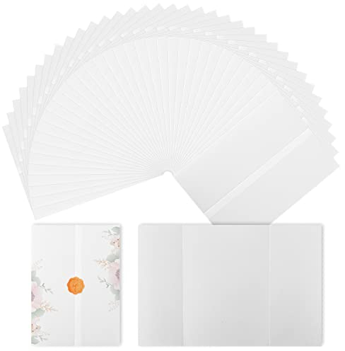 75 Stück Vorgefaltet Pergamenthüllen für Einladungen, 13x18cm Pergamentpapier für Hochzeitseinladungen Durchscheinend Vellum Paper Jacket für Hochzeit Brautparty Babyparty Geburtstag