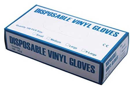 jojomis 100 guantes desechables de vinilo antiestáticos, sin polvo, sin látex, L, transparente