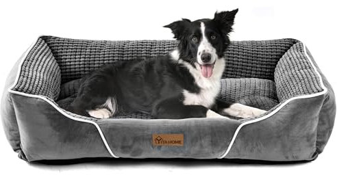 YITAHOME Hundebett für Hunde mittlerer Größe, Hundekissen,Hundebetten, 76x61cm, rutschfeste Unterseite Hundesofa,grau