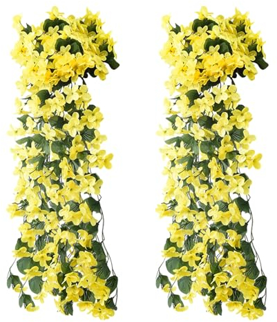 LOREC 2PCS 70CM Glycine Artificielle Fleurs Artificielles Deco Romantique Glycine Artificiel Wisteria Fleur Faux Wisteria Vigne Guirlande Suspendue pour Maison Mariage Garden Party Decor Balcon