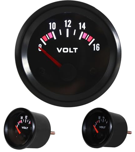 JOM Car Parts & Car Hifi GmbH 21120V-2 Zusatzinstrument, Youngtimer,Auto,Rallye, Volt, schwarz, Ø52mm