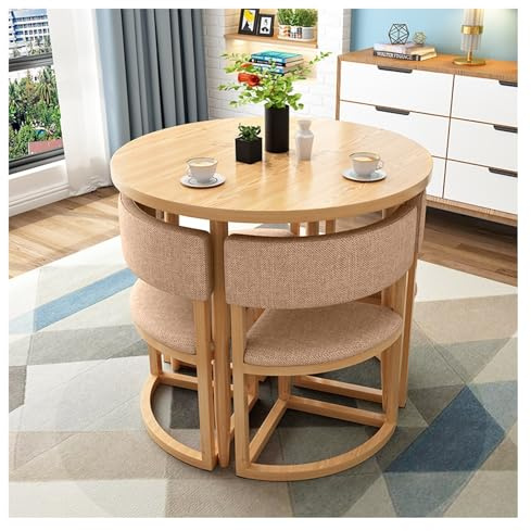 Esstisch mit 4 Stühlen, Büro, Essgruppe, Konferenztische, Bistro-Set Sitzgruppe, platzsparend, Esszimmerstühle mit Esstisch für Esszimmer Küche Wohnzimmer Balkon Kaffee Seminar Besprechungsraum ( Colo