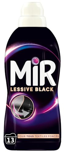 Mir Lessive Liquide Black 13 Lavages 3en1 Raviveur Tous Textiles Foncés | lessive, noir, raviveur 3en1, couleurs intenses, fraîcheur, soin fibres, anti‑bouloche, textiles foncés, nettoie avec soin