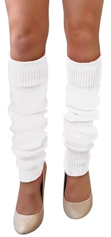 NuJake Leg Warmers In Assorted Colours 1980s Luxurious Girls Cosplay Legwarmer (White)