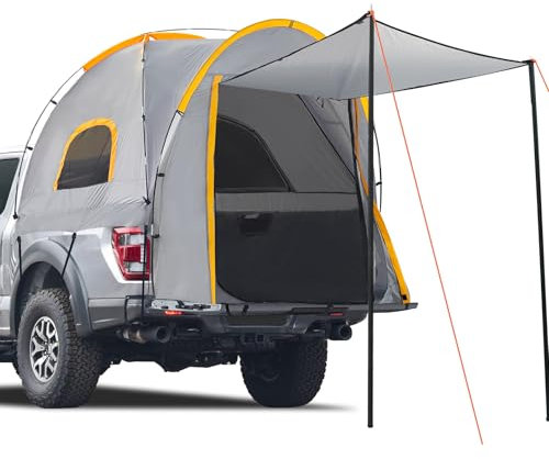 Pickup-LKW-Zelt mit Vorzeltschirm, wasserdichtes PU5000 mm Oxford für 15-180 cm LKW-Bett für Camping, Reisen, Outdoor-Aktivitäten für Chevy Silverado 1500, Ram 1500/Dakota, F150, GMC 1500, Titan