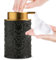 Elegant Foaming Soap Dispenser, Designed with Flower-Shaped Emboss, Ceramic Gold Hand Soap Dispenser for Bathroom (Black)