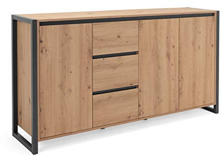 Furn.Design Sideboard in Eiche Artisan und Grau, Anrichte Industrial Look, Kommode für Wohnzimmer und Esszimmer, 160 x 88 cm Malta (160 cm)