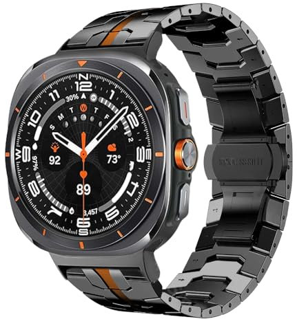 KONAFEI Correa compatible con Samsung Galaxy Watch 7 Ultra 47 mm, metal y acero inoxidable, resistente, doble correa de repuesto