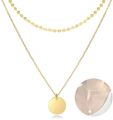 Kette Damen Gold,Layered Damen Ketten Set,18k Goldene Kette Damen,Halskette Damen Gold,Doppelkette Edelstahl Kette Damen,Beste Gold Schmuck Geschenke Für Frauen,Weihnachten Valentinstag Muttertag