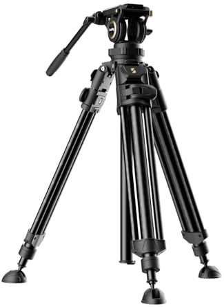 SMALLRIG Tripod de Video Resistente AD-50Pro, Trípode Liviano de Fibra de Carbono con Ajuste de Altura de Un Solo Paso FreeSpeed, Cabezal Fluido, Placa QR de Modo Dual, Columna Central - 4420