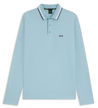 BOSS Herren Plisy Longsleeve-Poloshirt aus Baumwoll-Piqué mit Details am Kragen