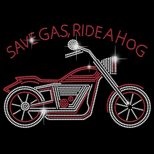 SUPERDANT Save Gas Bügelbild Strass Transfer Sticker Motorrad Bling Aufkleber T Shirt Kristall Wärmeübertragung Hot Fix Aufkleber Motorrad Thema Diamant Aufkleber DOY Geschenke