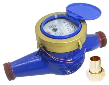 Wasserzähler, DN20 Gartenhaus Metall Kaltwasserzähler Einzelwasserdurchfluss Nasstisch Messwerkzeug 20mm Durchflussmesshahn(A)