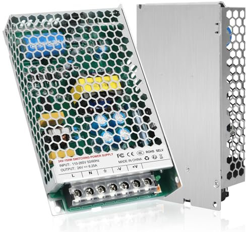trasformatore 220v 24v 150W, Alimentatore 24V 6.25A 150W, Trasformatore a Bassa Tensione, Convertitore di Potenza Industriale, alimentatore led 24v per Striscia LED,CCTV,Stampante 3D,Auto,Telecamere