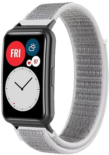 Breathable Sport Armband für Huawei Watch Fit/Watch Fit Special Edition, Nylon Uhrenarmband Armbänder, Ersatzarmband für Huawei Watch Fit Elegant/Fit New/Fit SE (White)