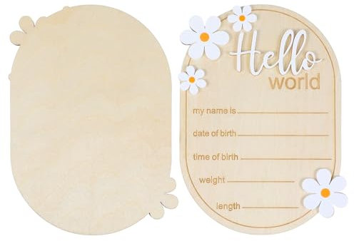 Baby-Ankündigungsschild, Holzschild Hello World, Willkommensschild für Neugeborene, Willkommensgeburt, Namensschild für Jungen und Mädchen, Foto-Requisiten, Krankenhaus-Kindergarten