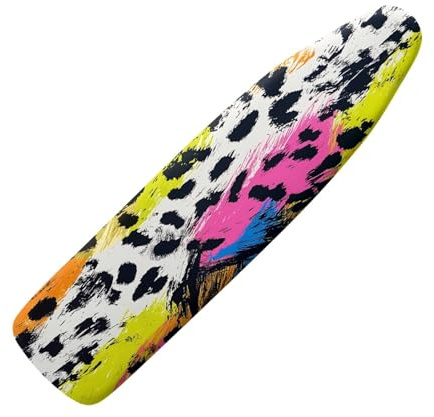 Ironing Board Cover 125X43 Colorful Leopard Pattern Padded Iron Board Cover With Elasticated, Easy Fit And Resists Scorching, Cord Binding & Stretch System