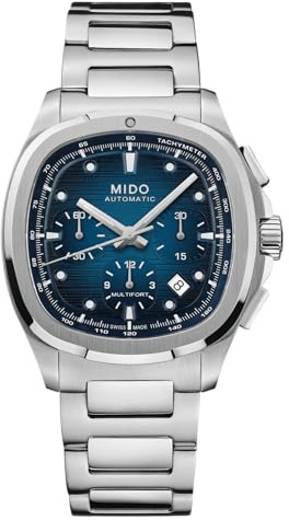 MIDO Multifort TV Chronograph - Schweizer Automatikuhr für Herren, Gehäuse 41,2 x 42 mm, Edelstahlarmband + Zusatzarmband