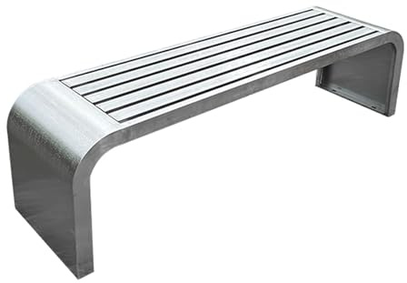 Gartenbank Wetterfest 2-4 Sitzer Rückenkufenlose Edelstahl-Sitzbank | Moderne stabil Parkbank Für Balkon, Terrasse & Garten, 500kg Belastbarkeit, Ergonomisches Design(Natural,120*40*42cm)