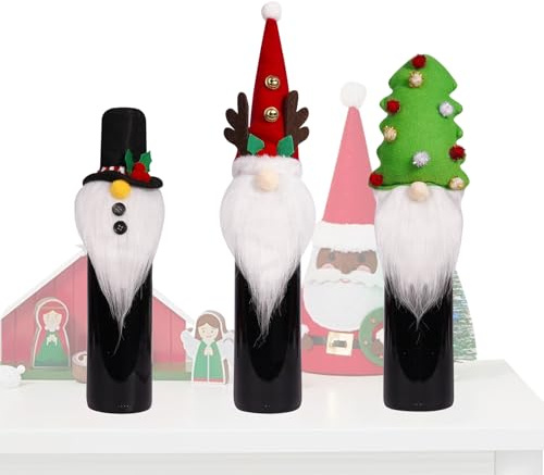 Generisch Christmas Bottle Covers - Cute Reusable Lid Protection, 3-Piece Christmas Bottle Cover | For Beer Whiskey Holidays Birthday Halloween Travel Home Kitchen
