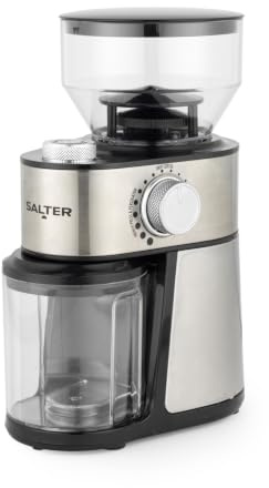 Salter Coffee Collection Burr Coffee Grinder, 12 Levels, 200g Hopper | 150g Ground Container, 2-14 Cup Selection, 200W Motor, Burr Grinding System, Adjustable Dial, Easy-Clean Compact Design