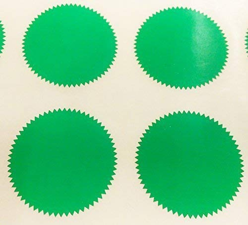 Audioprint Ltd. Pack of 500-41mm Starburst Notary/Legal/Certificate Seals - Colour Code Stickers/Sticky Labels - Choose Your Colour/s (Green)