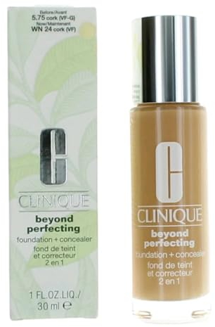 Clinique Beyond Perfecting Lightweight Liquid Foundation + Concealer For Dry Combination to Oily Skin Types | Full Coverage + Natural Matte Finish, Cork, 1 Fl Oz