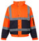 Kapton Hi Viz High Vis Visibility Bomber Jacket Work Coat Security Jacket Waterproof (Orange/Navy, L)