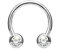 beyoutifulthings Hufeisen-Ring 2 ZIRKONIA Universal-Piercing Brust Nippel Nase Septum Ohr Helix Cartilage Edelstahl Silber Clear 1,6mm 12mm