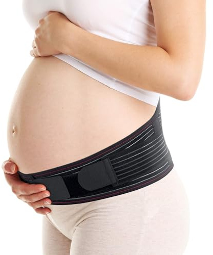 ORTONYX Mutterschaftsgürtel - Rücken, Becken, Hüfte, Bauch, Ischias Schmerzlinderung - Schwangerschaftsstütze - S-M Schwarz