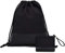 LEAPOP Turnbeutel Hipster Segeltuch Sporttaschen, Tupfen Drucken Gym Sack Beutel Sportbeutel Tüte Rucksack mit Innentasche und Schlüsselbund, Eines Münzbörsen (Vollschwarz)