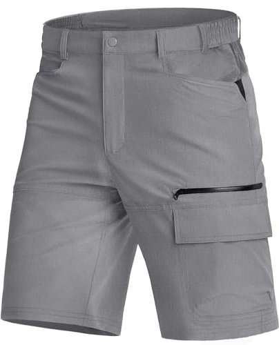 KEFITEVD Mens Shorts Summer Breathable Cargo Short Lightweight Golf Quick Dry Outdoor Walking Pocket Shorts,Light Grey,40