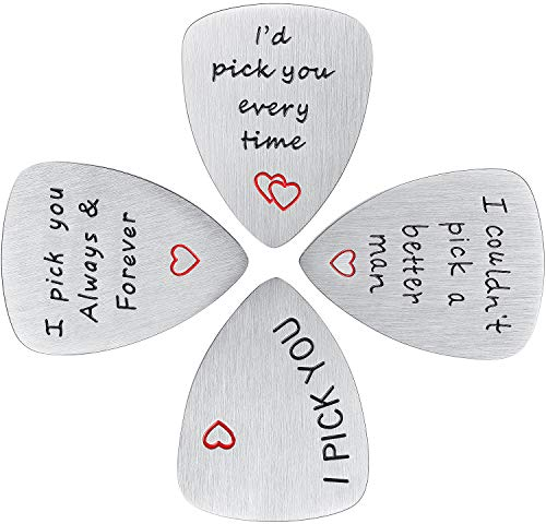 4 Stück Plektren Geschenk Gitarre Spieler Pick für Ihn Männer Freund Ehemann Musiker Gitarrist Valentinstag Weihnachten Jubiläum Vatertag Geschenk