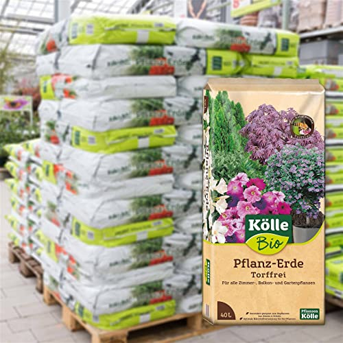 Kölle's Beste Pflanzerde, torffreie Pflanzenerde für alle Garten- und Balkonpflanzen, mit 1,5-Monate-Langzeitdünger, zum Topfen und Umtopfen, 60 Sack à 40 Liter Blumenerde