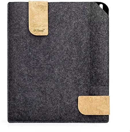 Stilbag Filztasche für Remarkable The Paper Tablet | Etui Case aus Merino Wollfilz und Kork mit Marker Fach | Modell KUNO in anthrazit - schwarz | Tablet Schutz-Tasche Made in Germany